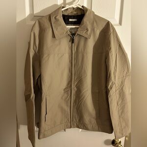 Men's Large Perry Ellis Portfolio Dobby Tech Tan Water Repellent Jacket